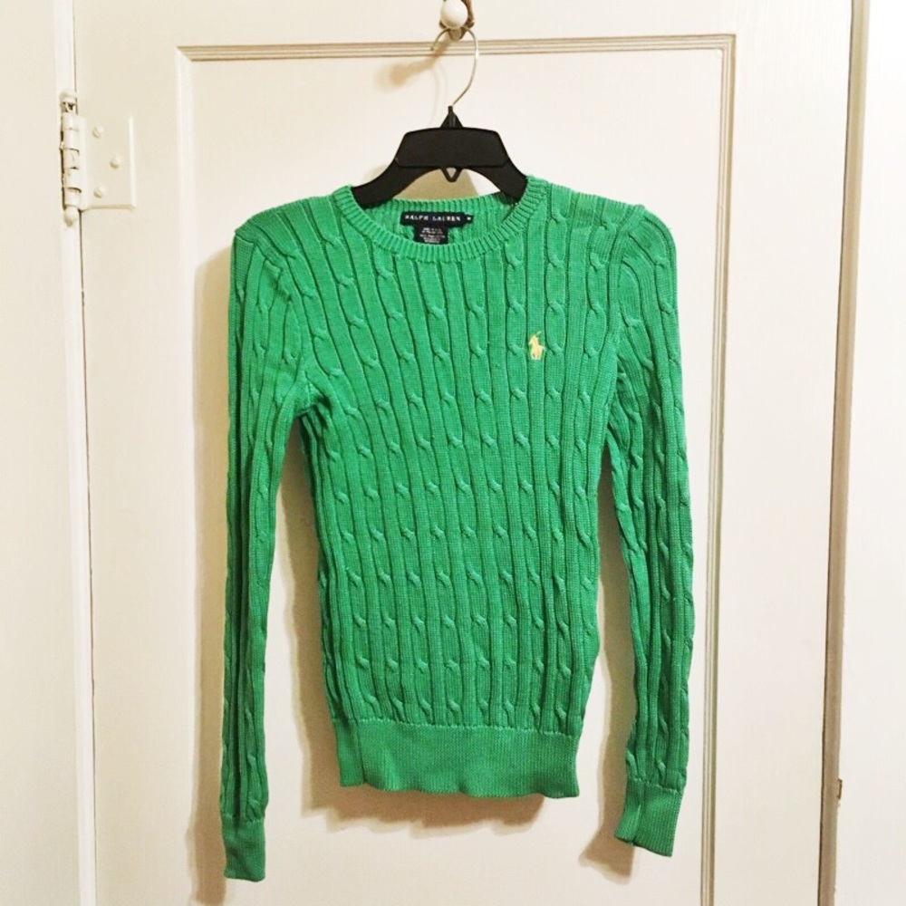 ☘️ Ralph Lauren Green Cable Knit Sweater